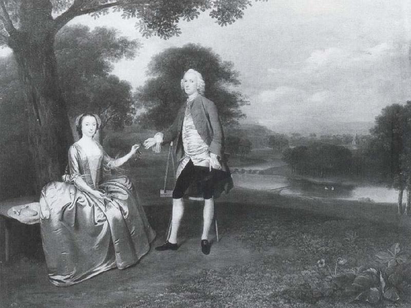 Arthur Devis Gentleman and Lady in a Landscape oil painting picture